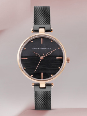 French Connection FCN00030B Women's Analog Black Watch | Black MOP Textured Dial Analog Watch  - For Women