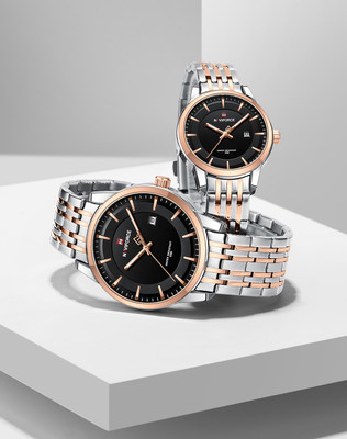 NAVIFORCE NF9228 Exlcusive TwoTone Silver-rosegold timepeice Analog Watch  - For Couple