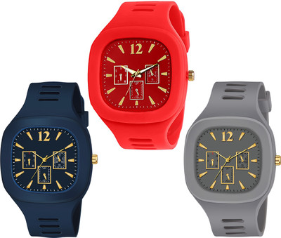 frozil Stylish ADDI Designer Combo Watch for Mens & Boys Pack Of 3 Analog Watch  - For Men