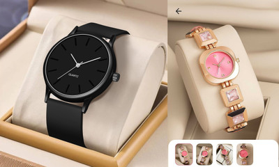 HPWATCH HW12-Rose Gold-Pink_ZX-01-0001 Modern Minimalist Black Dial Silicone Strap Analog Watch Analog Watch  - For Men & Women