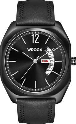 WROGN WR-6605-Black Day and Date Display Analog Watch - For Men