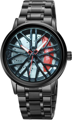 elivor Elivor Racing Wheel-Inspired red & black Watch With Rim Hub Racing Design ELIVOR Wheel Watch With Japanese Quartz Movement, Racing Design for Car Analog Watch  - For Men