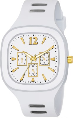 LAXMO MILLER WHITE New Branded & Heavy Look Stylish Designer Square Dial Fab White Sport Watch Analog Watch  - For Men