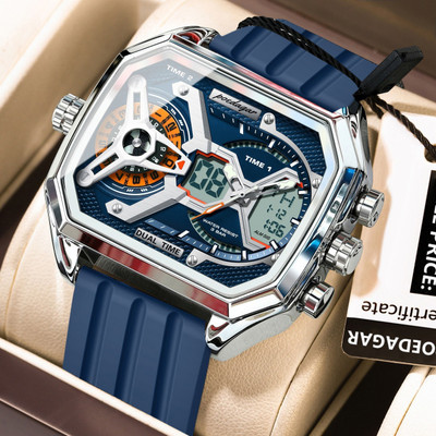 POEDAGAR Mens Dual Time Chronograph Luxury Watch Wrist Watch For Men Analog-Digital Watch  - For Men