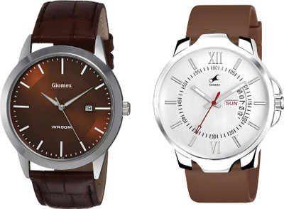 Giomex 1584SL04_1 Brown Date-Combo-DD White Silicon Brown Strap 1584SL04_1 Brown Date-Combo-DD White Silicon Brown Strap Analog Watch  - For Men & Women