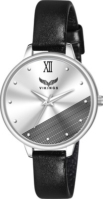 VIKINGS VK-LR-082-BLK-BLK STRIPS DIAL Analog Watch  - For Girls