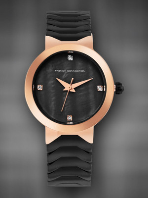 French Connection FCH9BM Grazia Rhinestone Black MOP Dial | Women's Black Analog Watch Analog Watch  - For Women