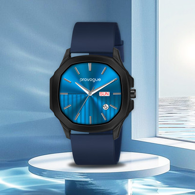 PROVOGUE Stylish Blue Dial Day Date Display with Silicone Strap Analog Watch  - For Men