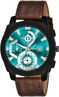 PIRASO 972 ADIFI TURQUOISE BROWN STRAP ANALOG WATCH DATE DISPLAY BLACK DIAL AND BROWN STRAP(WATCH FOR MEN&BOY) Analog Watch  - For Men