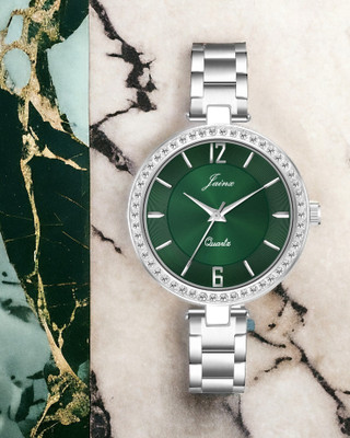 JAINX Green Dial Steel Chain Analog Watch  - For Women