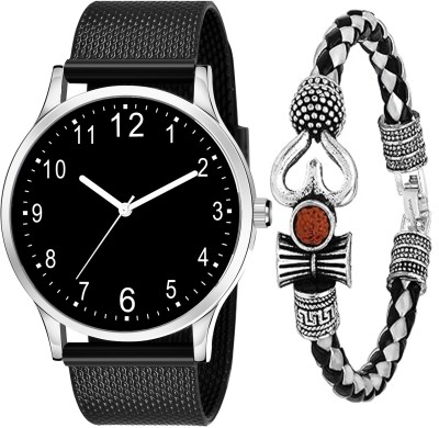 just like Pu-8895 Set Of 2 Analog Rubbers Strap watch And With Golds Braclet Combo Watch Analog Watch  - For Boys