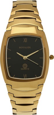 Royalex Men's Tungsten Ceramic Watch Black Dial Golden Ceramic Case and Chain Premium Tungsten Ceramic Watch With Black Dial Analog Watch  - For Women