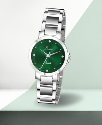 JAINX JW8515 Green Dial Steel Chain Analog Watch  - For Women