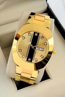 Lucifer RAO gold day & date watch for boys Date Function Working Free Size Adjutable Chain Lock Premium Quality Analog Watch  - For Men