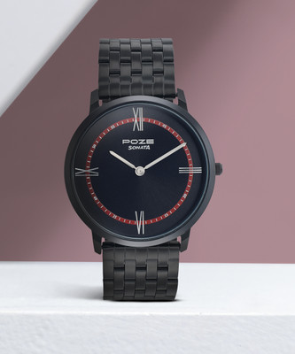 SONATA Poze Black Dail Black Strap Analog Watch  - For Men