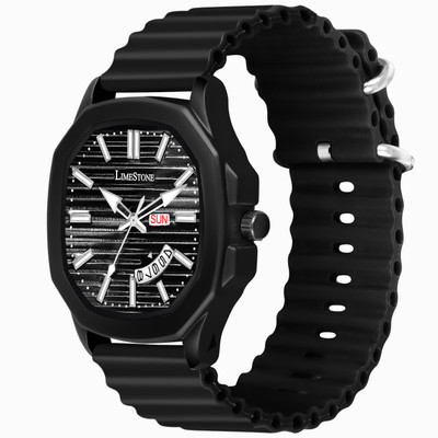 LIMESTONE T800 Day and Date Functioning T800 Colored Silicone Strap 3D Embossed Dial Quartz Analog Watch  - For Men