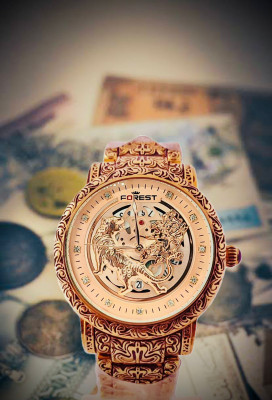 CLASSICBUSINES Forest Luxury Lion Curved Golden Dial and Chain Men Wrist Watch Forest Luxury Lion Curved Golden Dial and Chain Men Wrist Watch Analog Watch  - For Men