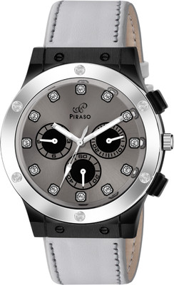 PIRASO HUB-LOT 2026 GREY STRAP PIRASO PREMIUM SILVER DIAL & LEATHER STRAP ANALOG WATCH FOR MEN Analog Watch  - For Men