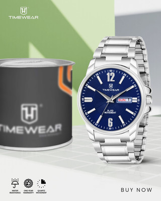 TIMEWEAR 325-BDTG Day & Date Functioning Blue Dial Stainless Steel Chain Analog Watch  - For Men
