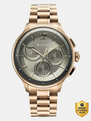 Titan Titan Classique Half Cut Chronograph Titan Classique Half Cut Chronograph Qtz Anthracite Dial C Gold Strap Analog Watch  - For Men