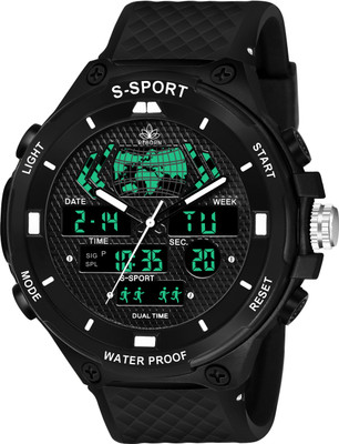iCome Reborn 9084 Black Waterproof Watch Alarm Countdown Timer Analog-Digital Watch  - For Men