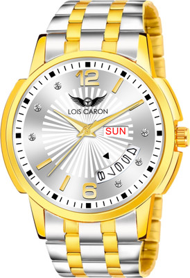LOIS CARON LCS-8582 Day & Date Original Gold Plated two tone Adjustable Bracelet Quartz Analog Watch Analog Watch  - For Men