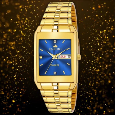 EMPERO EMPERO Square EMPERO Square Blue Dial With Gold Stainless Steel Analog Watch  - For Men