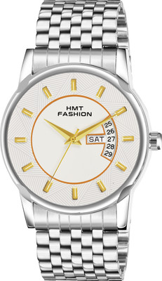 Hmt Fashion Round Dial Day & Date Display Wrist Watch For Men Formal Analog Watch  - For Boys