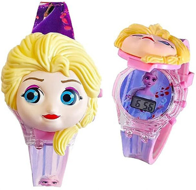 SALINA Frozen Frozen/Princess Face Based Toy Design Multicolor Glowing Light & Music Digital Watch  - For Boys & Girls