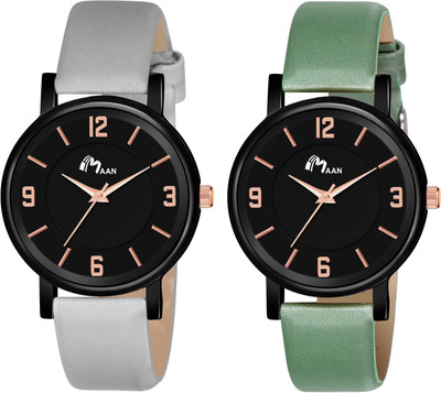 MAAN INTERNATIONAL MJ222-Black-Combo Analog Watch  - For Girls