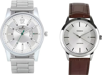 Giomex 9322SM01-Combo-1584SL03_1 Silver Date 9322SM01-Combo-1584SL03_1 Silver Date Analog Watch  - For Men & Women