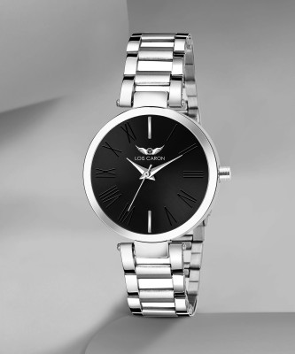 LOIS CARON LCS-4675 BLACK DIAL WITH SILVER STRAP Analog Watch  - For Women
