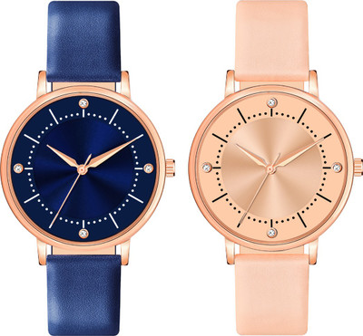 SPLAZOS MT-512 + MT-515 Trending And Functioning Round Dial Combo Of 2 Leather Watch For Women Analog Watch  - For Girls