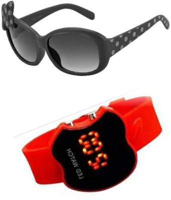 DEPARTED Oval Sunglasses(For Boys & Girls, Black)