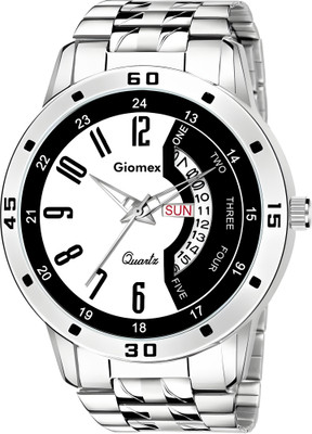 Giomex 2252 White Black DD Chain Premium Addition Analog Watch  - For Men