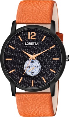 Loretta LT_6007 Slim Black Chronograph Dial Tan Color Belt Sporty Look Boys Analog Watch  - For Men