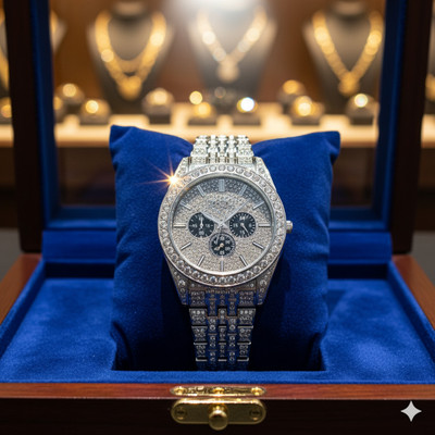 AMSSTYLE RO18 Designer Silver Bling Timepiece Analog Watch  - For Men & Women
