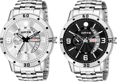 HMTr HMTr-7088-Silver -7089-Black Day and Date working Pack of 2 Analog Watch  - For Men