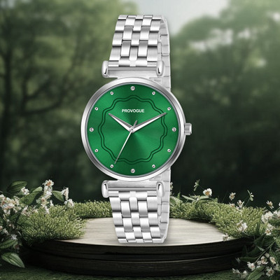 PROVOGUE Green Dial Display with Crystal Hour Markers Analog Watch  - For Women
