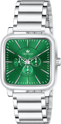 CRESTELLO CR-GS041-GRN-CH Square Dial Steel Chain Analog Watch  - For Men