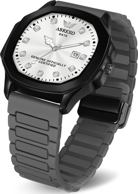 ABREXO Abx7200 SL GR MGT ST New Arrival Arabic Style Silicone Magnet Strap Date Working QuartzWatch For Boys Analog Watch  - For Men