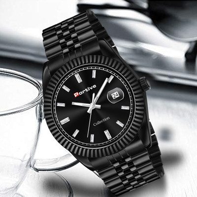 Portive 3021_PLAIN_BLACK 3021 Analog Watch  - For Men
