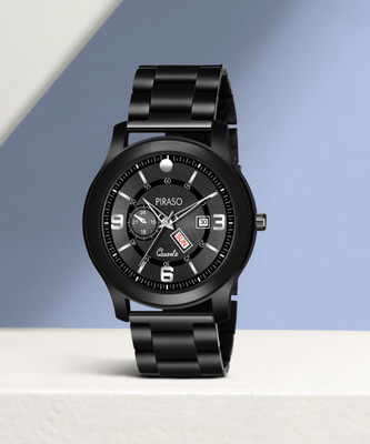 PIRASO D&D C19 BLACK Latest Designer Black Color Watch With Day & Date Functioning Analogue Watch For Boys Analog Watch  - For Men