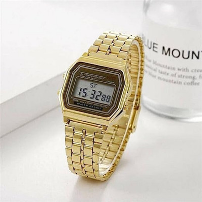 SHIVTRADRE Digital Golden Square Dial Unisex Wrist Watch for Men Women Pack of 1 Digital Watch  - For Men & Women