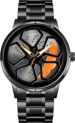 jaymk Tencel 3D Rotating Spinning Watch Quartz Men round wheel watch Analog Watch  - For Men