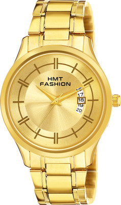 Hmt Fashion Golden Date Display Dial Quartz Movement Watch For Men Formal Watch Analog Watch  - For Men
