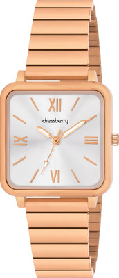 Dressberry 502 506 Silver Rose Gold Roman Figure Designer Self Size Adjustable Chain Analog Watch  - For Women