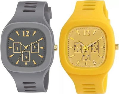 dmash Analog Silicon Strap ADDI Stylish Designer Analog Watch Combo Analog Watch  - For Men