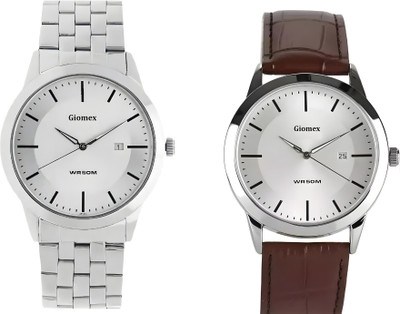 Giomex 1584SM03 Silver Date Chain-Combo-1584SL03_1 Silver Date 1584SM03 Silver Date Chain-Combo-1584SL03_1 Silver Date Analog Watch  - For Men & Women