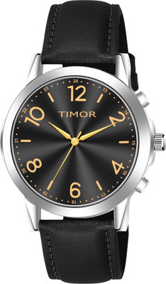 Timor F-TM502 Black Dial Genuine Leather Belt Strap analog watch for Men Analog Watch  - For Boys